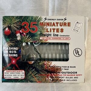 Vintage Christmas Lights 35 Miniature Lites Flashing or Non Flashing 16 Ft